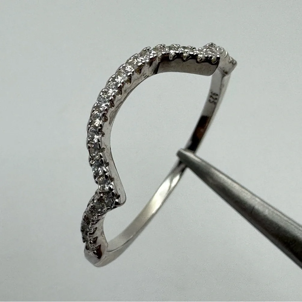 Stunning 925 Sterling Silver Double Band Halo CZ Ring Size 10 NEW